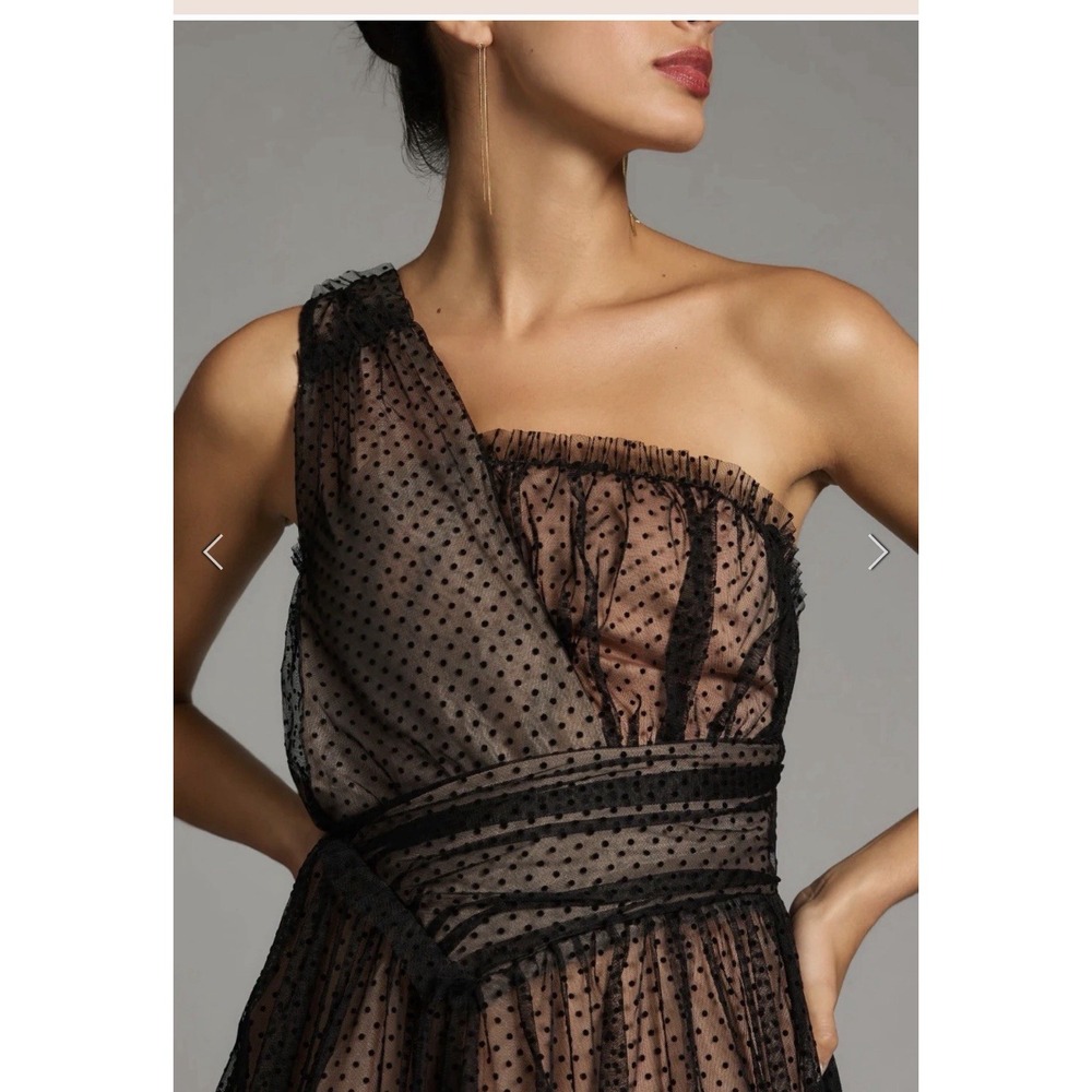 By Anthropologie Tulle Dot Maxi Dress Woman's Size 10 New long Black Formal - Picture 9 of 9